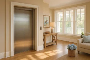 Home elevator installation in West Ashley SC by CHS Elevators inside a modern South Carolina residence