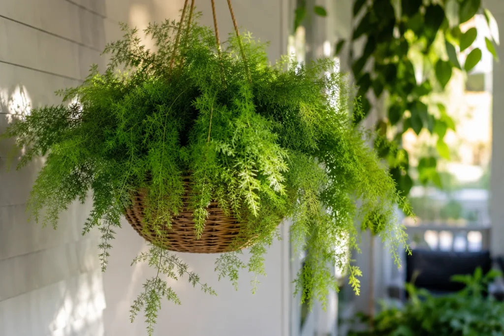How to grow asparagus fern - lush feathery foliage in a hanging basket