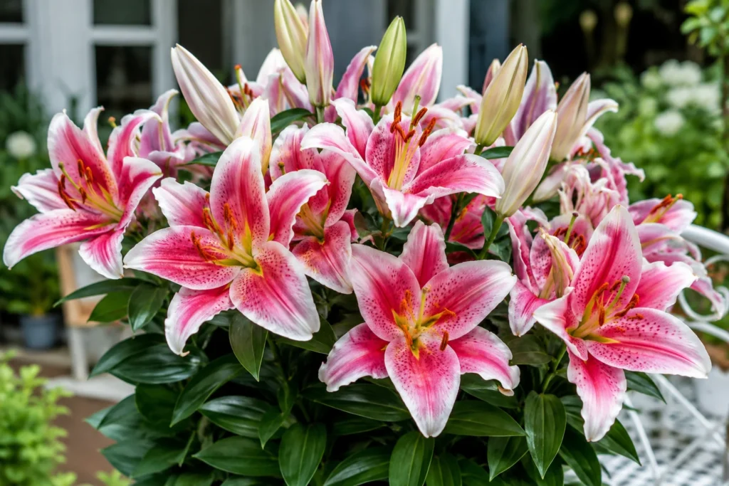 Healthy flowering plant with vibrant blooms from proper fertilizer dosing