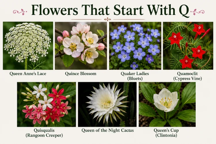 Flowers That Start With q, a preview graphic linking to the previous guide in the A-Z flower series