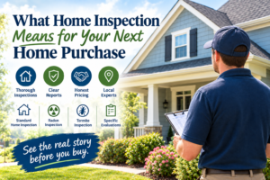 Home inspector examining a suburban house before a North Carolina home purchase.